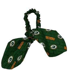 Green Bay Packers head scarf tie scrunchie hand made USA green cotton rare fun